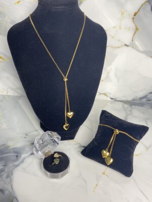 Conjunto de Collar, Pulsera y Anillo de Corazón